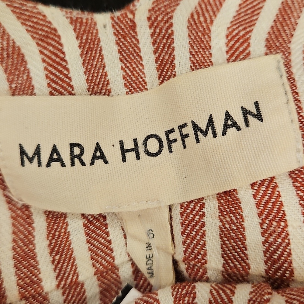 💕MARA HOFFMAN💕 Morgan Striped Linen Dress ~ Rust Stripe 6 NWOT - Picture 15 of 16
